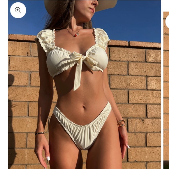 Cream Ruffled Bikini Set - Picture 1 of 2
